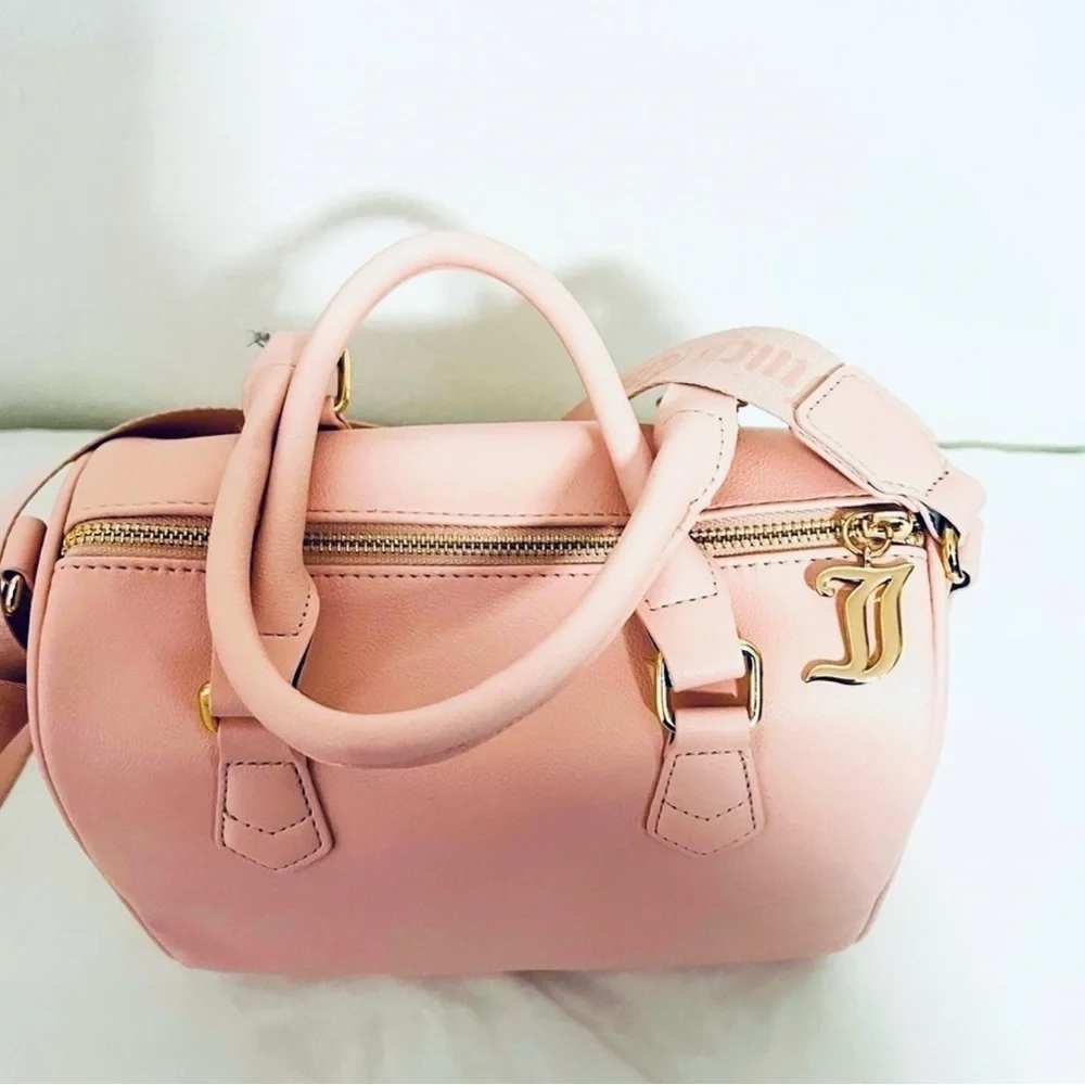 NWT Juicy Couture Pink Satchel Crossbody Diamond Embellishment Logo Thick Strap